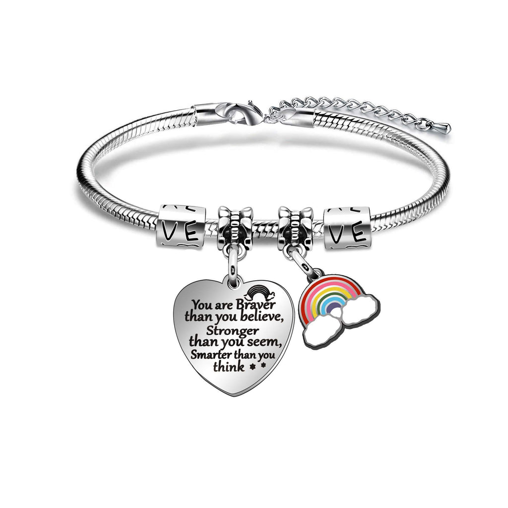 [Australia] - ACAROMAY Encourage Bangles Inspirational Bracelets Daughter Sister Friend Graduation Appreciate Gift You are Braver Stronger Smater than You Think 