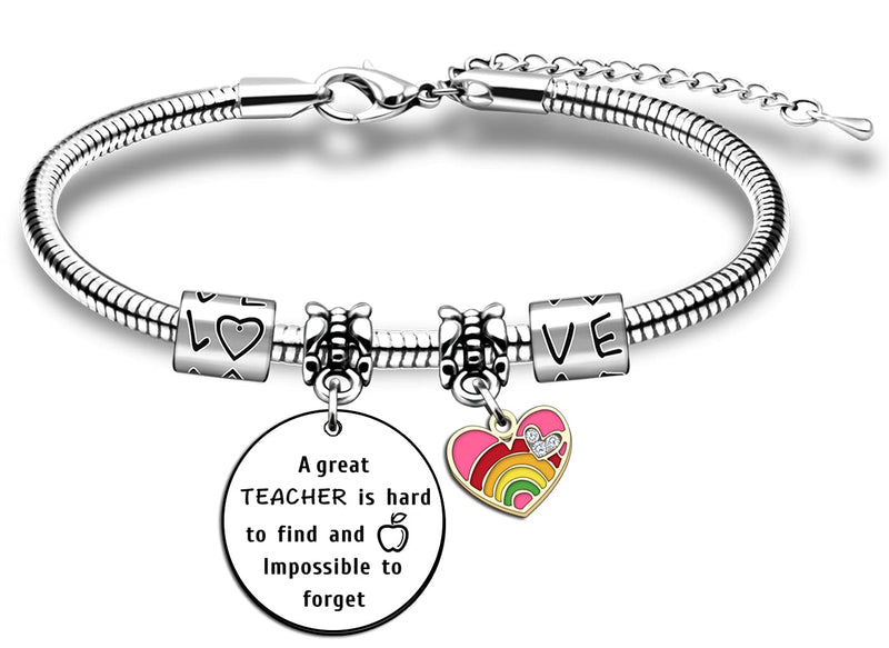 [Australia] - JMIMO Bracelets for Teacher Thank You Teacher Gifts Adjustable Snake Bracelet Bangle Graduation Birthday Christmas Presents- A Great Teacher is Hard to Find and Impossible to Forget 