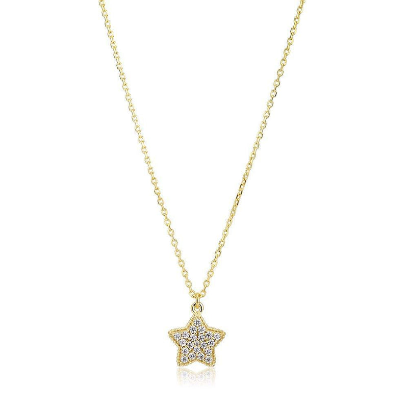 [Australia] - Vanbelle 18K Gold Plated Jewelry Shining Star Pendant Necklace with Cubic Zirconia Stones for Women and Girls 