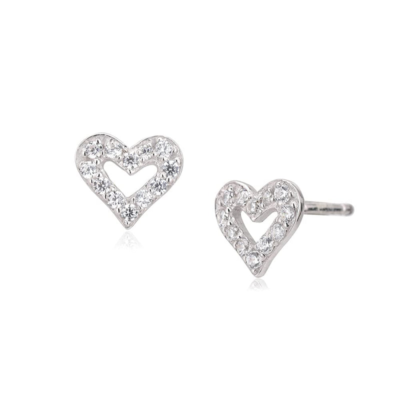 [Australia] - Vanbelle Sterling Silver Jewelry Sparkling Heart Stud Earring with Cubic Zirconia Stones and Rhodium Plated for Women and Girls 