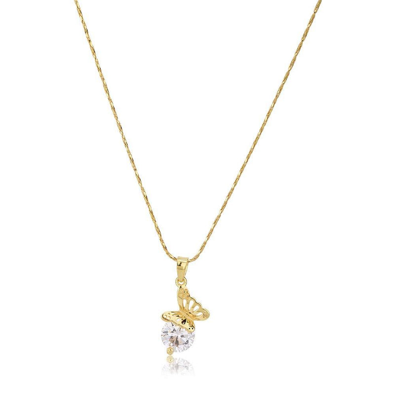 [Australia] - Vanbelle 18K Gold Plated Jewelry Fluttering Butterfly Pendant Necklace with Cubic Zirconia Stone for Women and Girls 