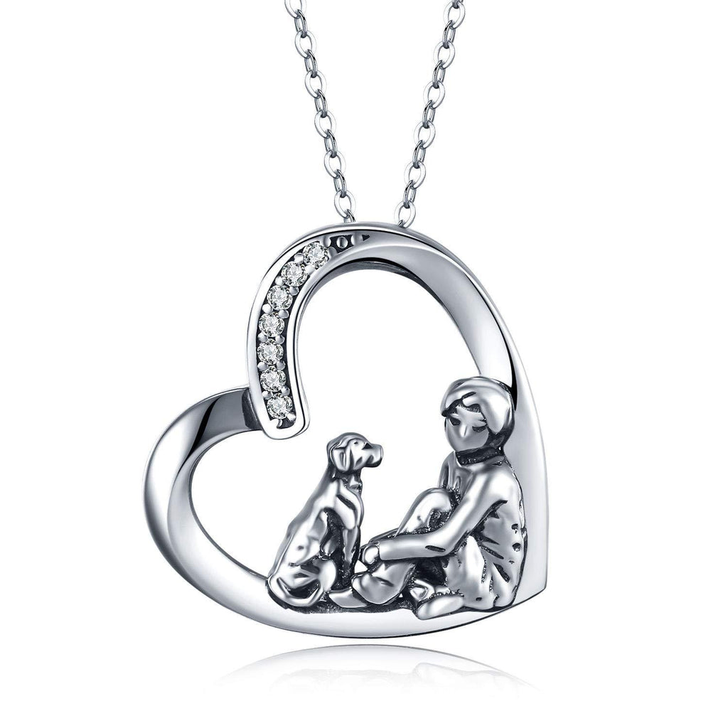 [Australia] - Dog Necklace, Dog Lovers Gifts for Women Pet Memorial Heart Pendant Paw Print Necklace Dog Jewellery for Women Dog Lovers Kids Daughter 