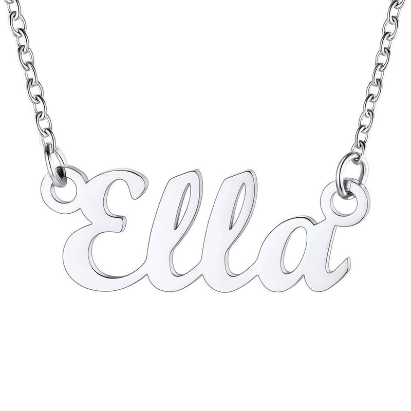 [Australia] - U7 Custom Name/Year/Birthstone Necklace, 316L Stainless Steel 18K Gold Plated - Personalised Nameplate Necklace Any Name，Come Gift Box Ella- Stainless Steel 