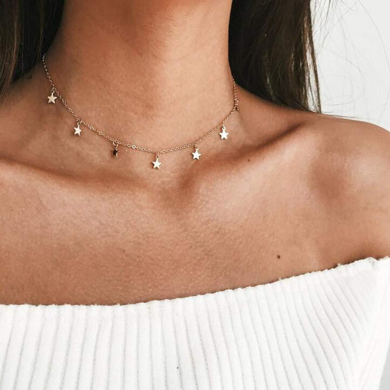 [Australia] - TseenYi Boho Choker Simple Star Pendant Necklace Jewelry Gifts for Women and Girls(Gold) 