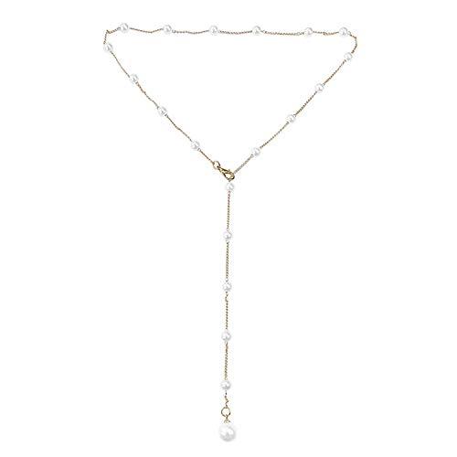 [Australia] - CCLOVE Pearl Pendant Layered Necklace, Elegant and Simple Style,Gold Plated Material, Costume Necklace, Charm Necklace for Women 