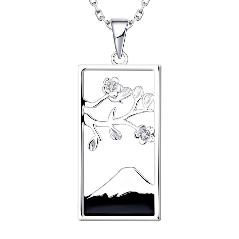 [Australia] - JO WISDOM 925 Sterling Silver Mountain Sakura Pendant Necklace for Women 