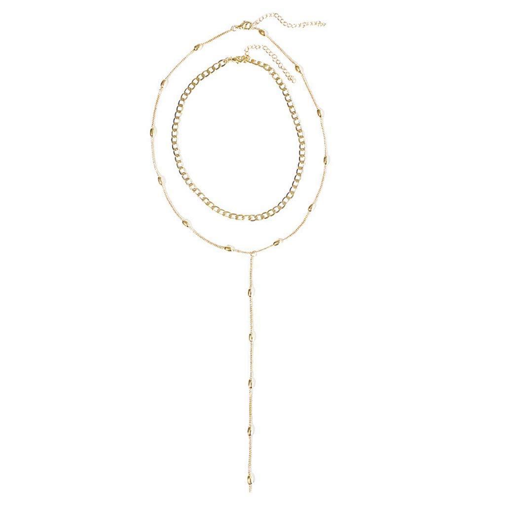 [Australia] - CCLOVE Layered Chain Necklace for Women, Gold Plated Long Chain Pendant Necklaces, Simple and Fashion Style, Suitable for Daily Clothes, Party and Birthday 