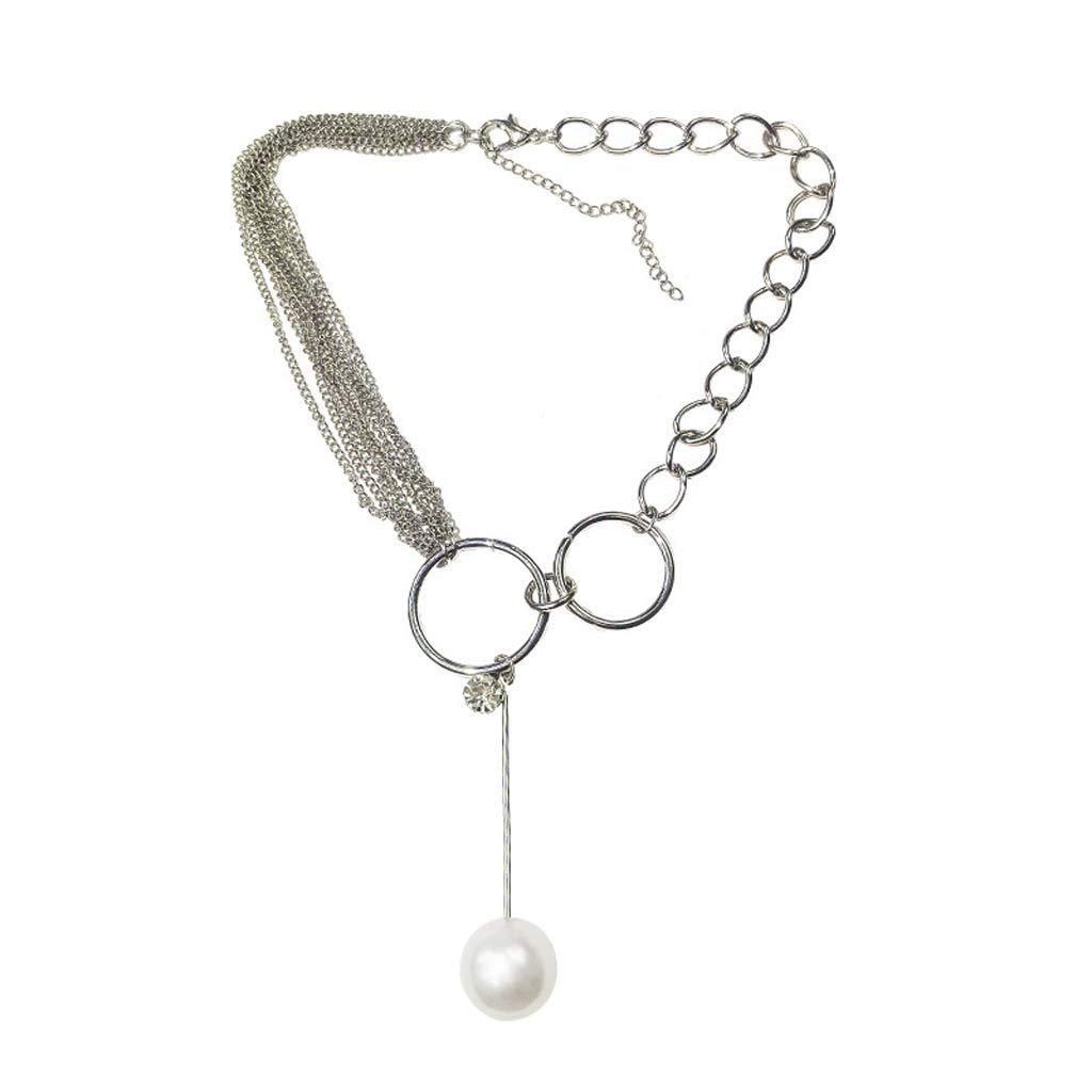 [Australia] - Punk Chain Necklace with Pearl Pendant, Curb Thick Chain, Stainless Steel Aesthetic Necklace, Personalised and Simple Chain Necklace for Women 