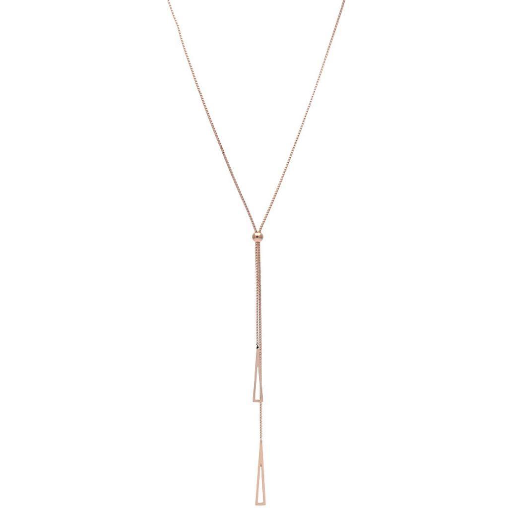 [Australia] - Rose Gold Pendant Necklace, Heartbeat/Love Heart/Triangle Pendant, Gold Plated Choker Chain Necklace, Simple and Elegant Style for Women TRIANGLE TASSEL 