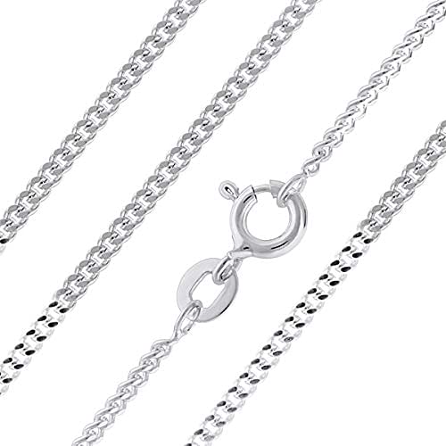 [Australia] - Aeon Jewellery 925 Sterling Silver Necklace - 2mm Diamond Cut Curb Chain | 16, 18, 20, 22, 24" Chain | For Layered Looks, Gifts or Pendant Replacements | Polishing Cloth & Pouch Bag Included 20.0 Inches 