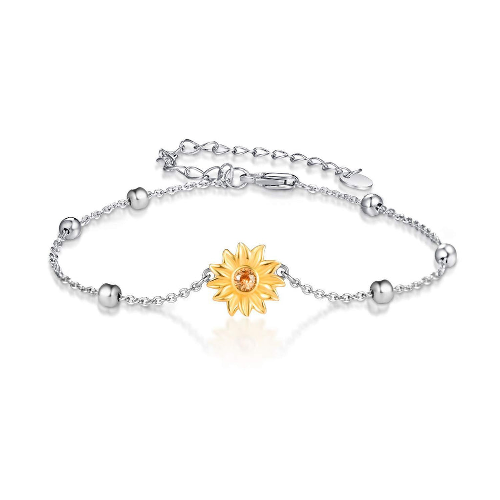 [Australia] - Silver Bracelet for Women Sunflower Jewellery for Women 925 Sterling Silver Bracelet Adjustable Jewelry Gifts for Her B-sunflower bracelet 