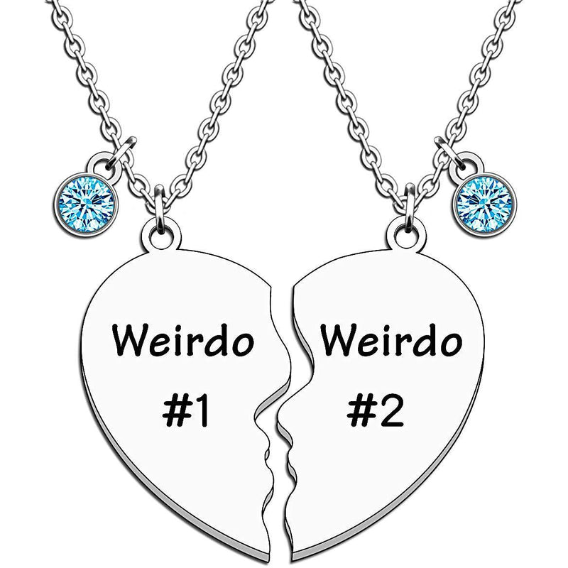 [Australia] - JMIMO Best Friend Necklace Weirdo 1 and Weirdo 2 Friendship Gifts for Women Men Graduation Birthday Christmas Presents 