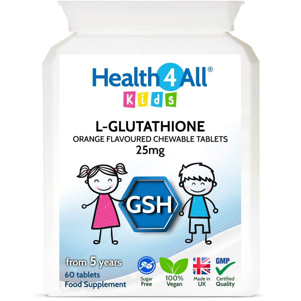 [Australia] - Kids L-Glutathione 25mg Chewable 60 Tablets Reduced Glutathione (GSH) Antioxidant for Children. Made in The UK by Health4All Kids 60 Count (Pack of 1) 