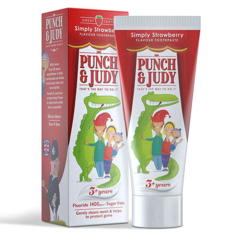 [Australia] - Punch & Judy - Simply Strawberry Flavour Toothpaste, Fluoride 1,400 ppm, 3+ Years, Sugar Free, 50ml 79 g (Pack of 1) 
