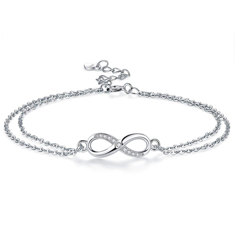 [Australia] - MICORY Infinity Bracelet for Women, Adjustable Cubic Zirconia 925 Sterling Silver Bracelets 