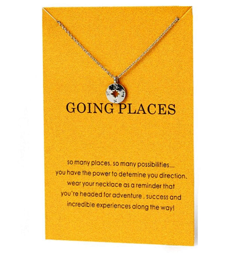 [Australia] - Going Places Necklace, Compass Charm Pendant in an Organza Gift Bag, Inspirational 