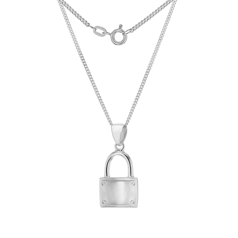 [Australia] - Tuscany Silver Women's Sterling Silver Padlock Pendant On Sterling Silver 25 Panza Curb Chain 46cm/18" Necklace Screw Padlock Pendant 