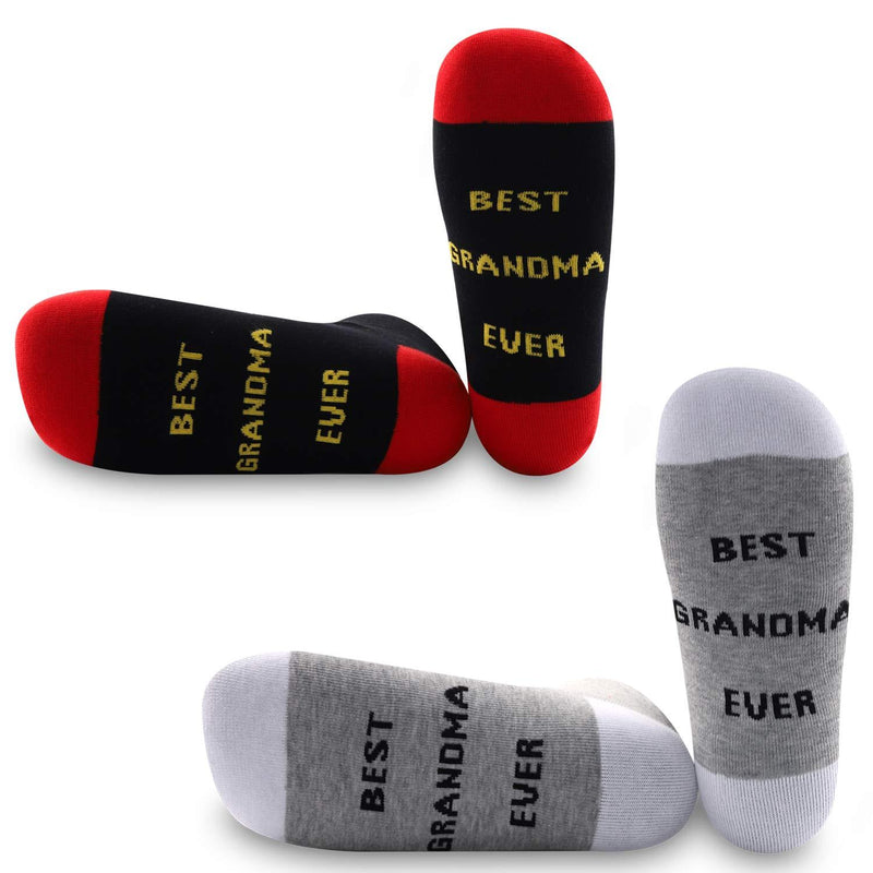 [Australia] - PYOUL 2 Pairs Grandma Socks Best Grandma Ever Gifts for Grandma New Grandma Gift New Mom Gift Birthday Gift 
