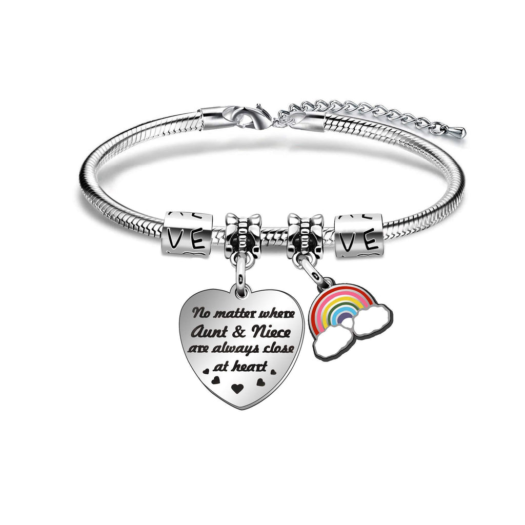 [Australia] - ACAROMAY Auntie Bangle Bracelets Family Distance Birthday Gift No Matter Where Aunt Niece Are Always Close at Heart 