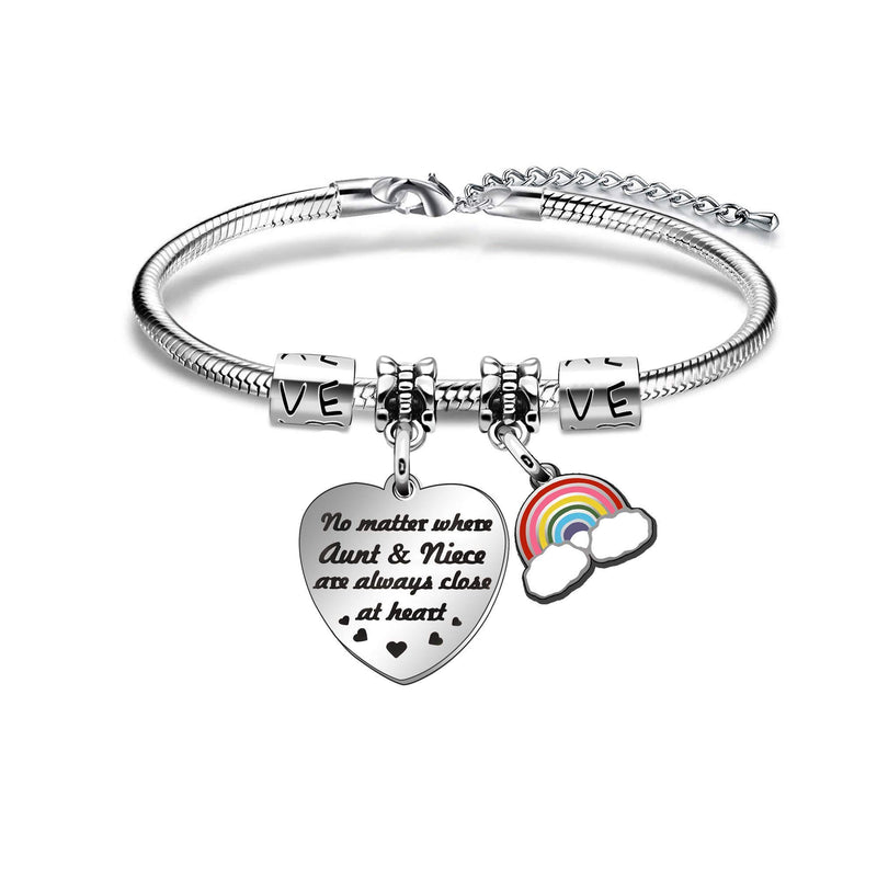 [Australia] - ACAROMAY Auntie Bangle Bracelets Family Distance Birthday Gift No Matter Where Aunt Niece Are Always Close at Heart 