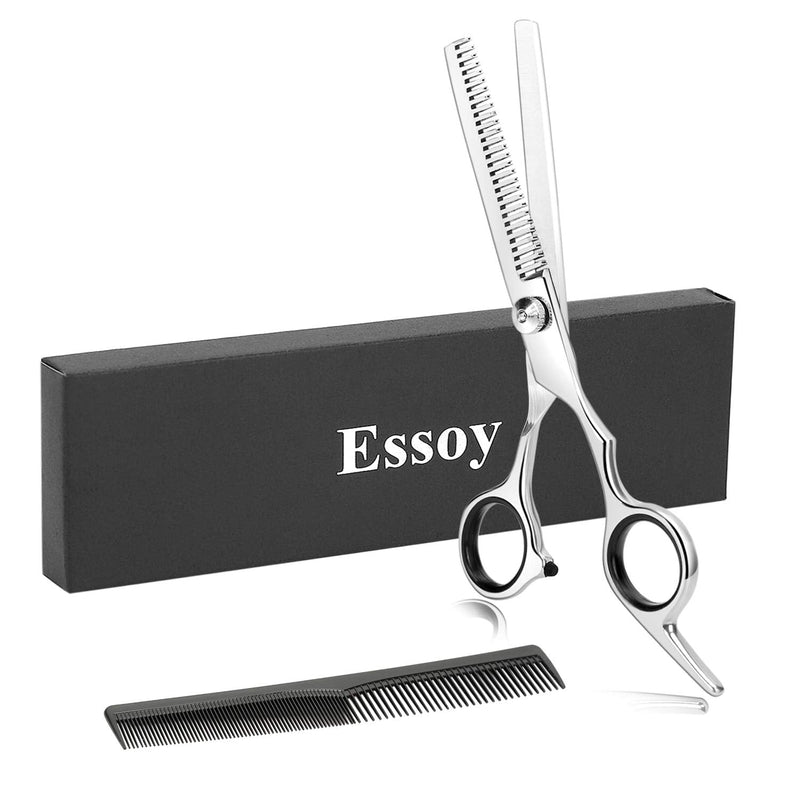 [Australia] - ESSOY Professional Thinning Shears Hair Cutting Teeth Scissors(6.7-Inches),Stainless Steel Haircut Scissor with Fine Adjustment Screw for Home Salon,Barber Hairdressing Scissor for Women Men Kids Silver 