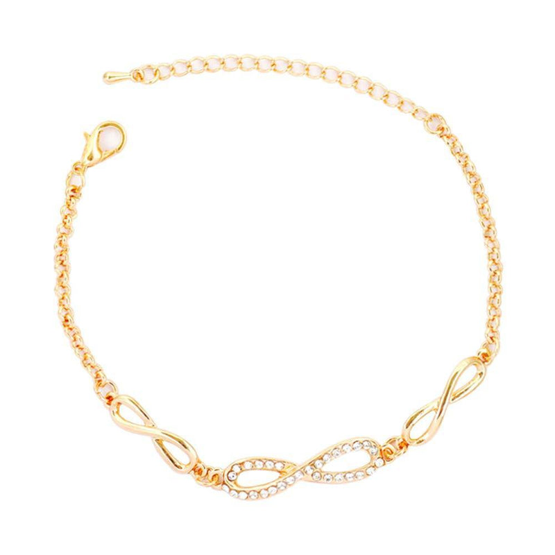 [Australia] - Ceqiny Infinity Love Bracelet Adjustable Bracelet for Women Girls Forever Bracelet Infinity 8 Bracelet Anklet Cubic Zirconia Charm Link Bracelet Sparking Crystal Bangle Bracelets, Gold 