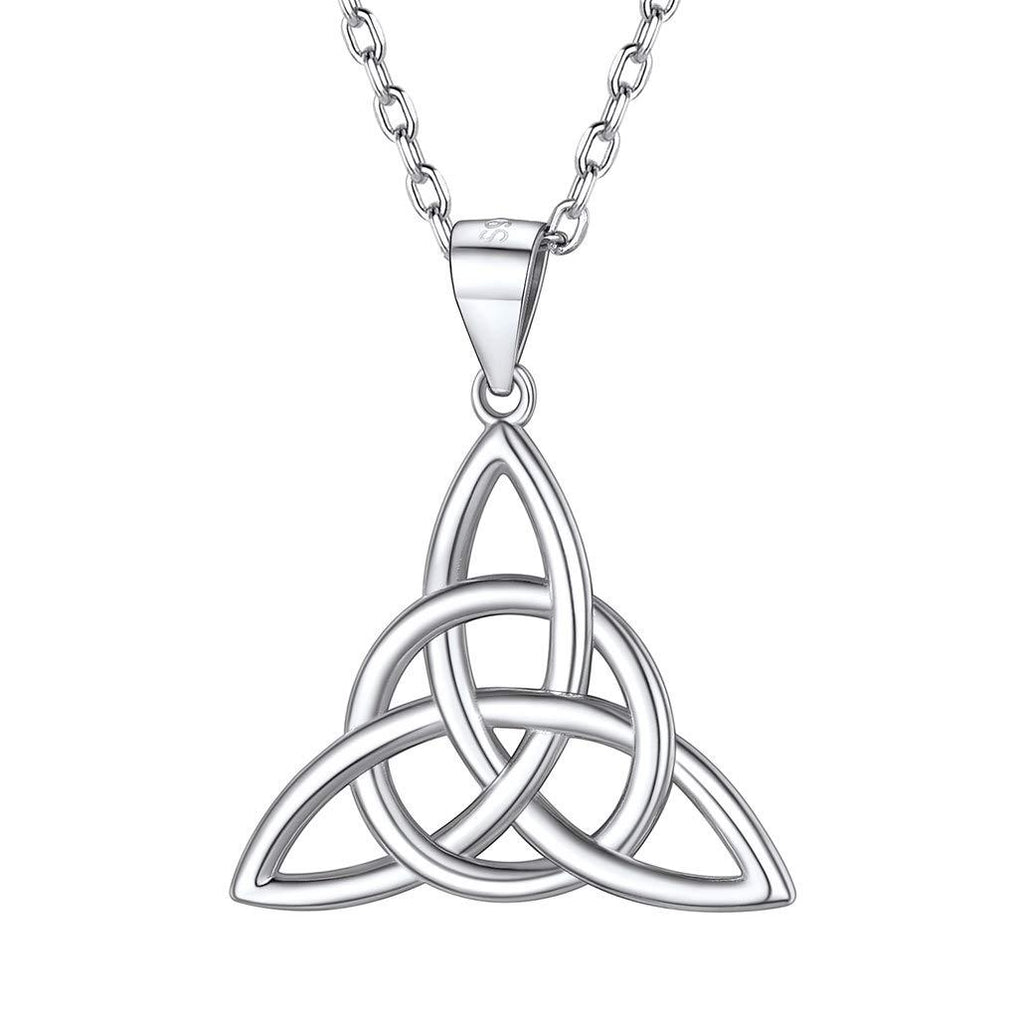 [Australia] - Silvora Sterling Silver Irish Celtic Knot Necklace, Vintage Triquetra Trinity Triangle Pendant Necklaces for Women, Girls Birthday Gift with 18 Inch Chain Triangle Knot-Silver 