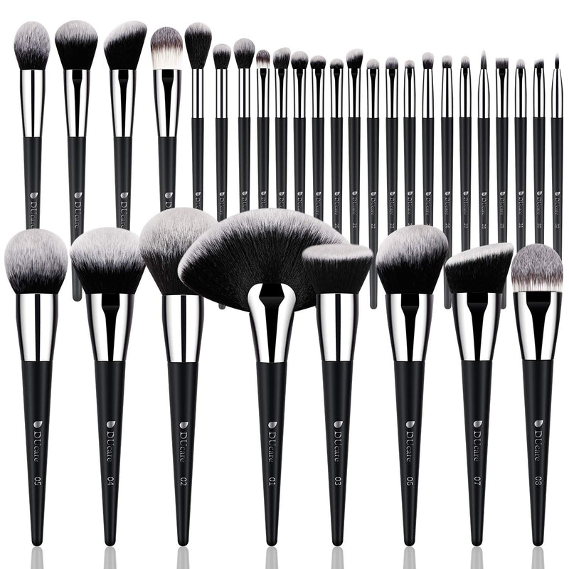 [Australia] - DUcare Professional Makeup Brushes 32Pcs Makeup brush set Premium Synthetic Kabuki Foundation Blending Make Up Brushes Kit - Black 