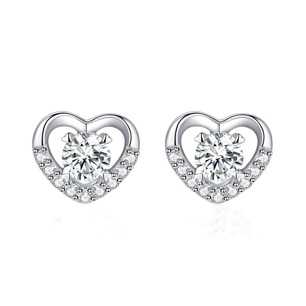 [Australia] - Gulicx Silver Jewellery Sets for Women, 925 Sterling Silver Heart Stud Earrings & 45cm Pendant Necklace Set with 3A Cubic Zirconia, Allergy Free Birthday Wedding Party Jewellery Gift for Her Women 