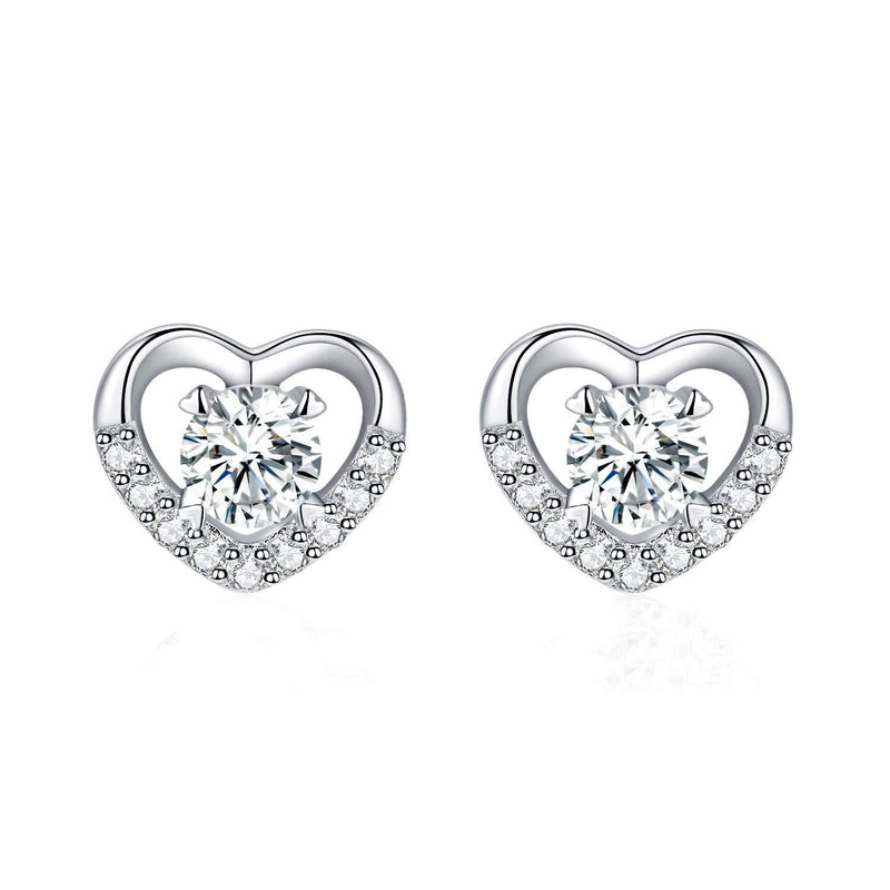 [Australia] - Gulicx Silver Jewellery Sets for Women, 925 Sterling Silver Heart Stud Earrings & 45cm Pendant Necklace Set with 3A Cubic Zirconia, Allergy Free Birthday Wedding Party Jewellery Gift for Her Women 