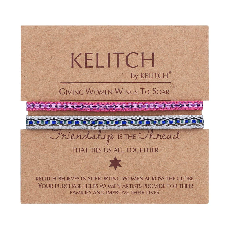 [Australia] - KELITCH 2PCS Colorful Friendship Bracelets Silk Rope Strand Bracelets Ethnic Cuff Bangles 2021 06m 