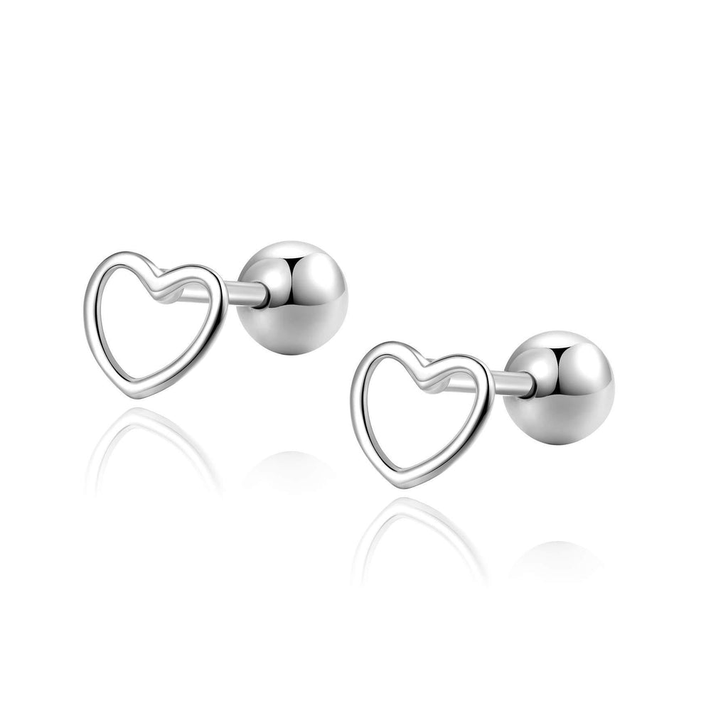 [Australia] - Love Heart Sterling Silver Cartilage Earring Studs Screw Ball Back Earrings Barbell Helix Tragus Piercing 