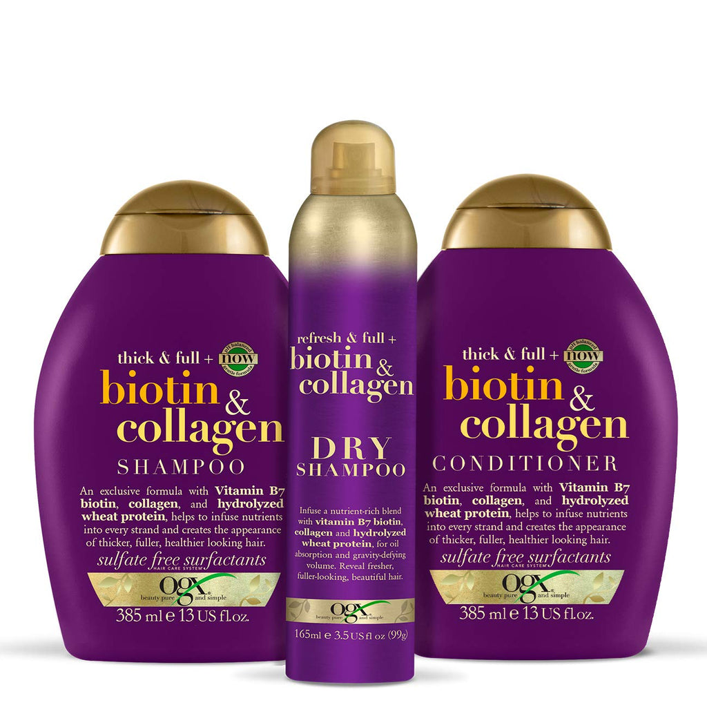 [Australia] - OGX Biotin & Collagen Shampoo, Conditioner and Dry Shampoo Set Bundle 