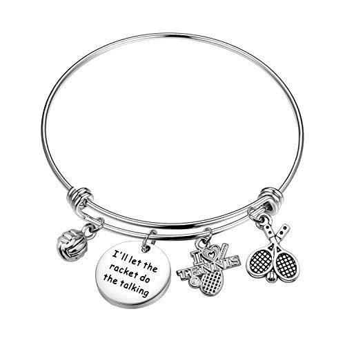 [Australia] - Tennis Lovers Gift Tennis Bracelet I’ll Let The Racket Do The Talking Tennis Rackets Charm Bracelet Tennis Players Jewelry Tennis Gift for Tennis Coach Tennis Teams 