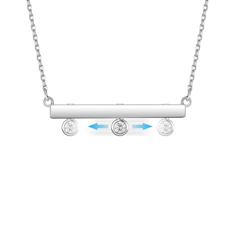 [Australia] - 925 Sterling Silver Necklace for Women, Minimalist Horizontal Bar Necklace Pendant With Movable Cubic Zirconia Jewellery Gift for Women Girls 