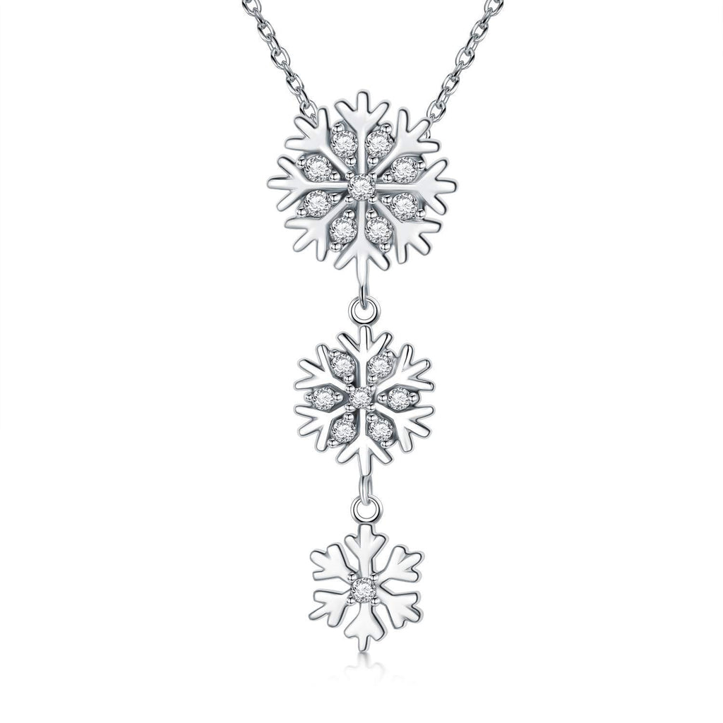 [Australia] - LONAGO Snowflake Necklace 925 Sterling Silver 5A Cubic Zirconia Christmas Winter Snowflake Pendant Jewelry Gifts for Women 