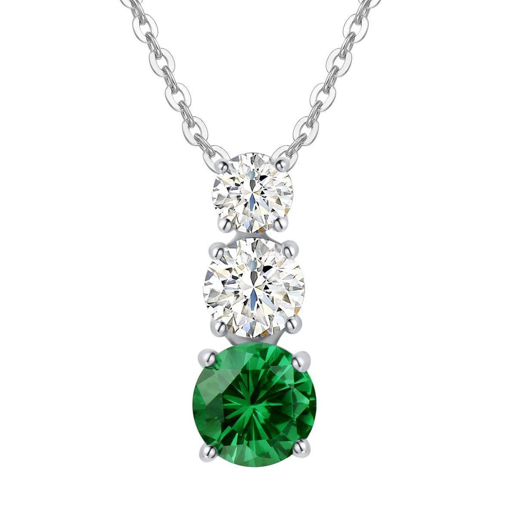 [Australia] - FANCIME Birthstone Necklace 925 Sterling Silver Setting With Created Emerald/Created Sapphire/Cubic Zirconia, 2020 Original Design Fine Jewellery Gift for Women 