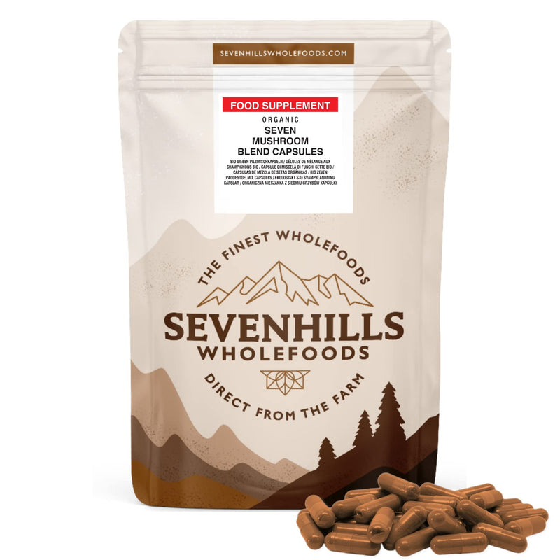 [Australia] - Sevenhills Wholefoods Organic 7 Mushroom Blend Capsules, Pack of 120, Blend of Reishi, Chaga, Shiitake, Maitake, Lion's Mane, Cordyceps & Tremella 120 Count (Pack of 1) 