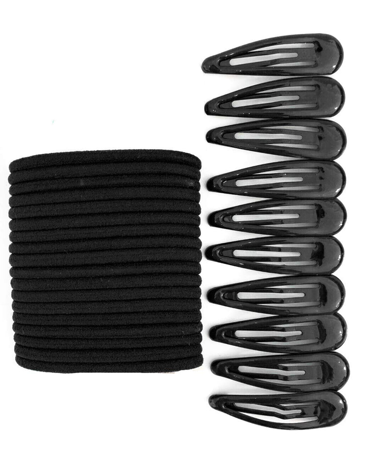[Australia] - 30 PCS Sleepie Elastics Hair Head Bands Snap Clips Hairbands Bobbles SCHOOL SET (Black) Black 