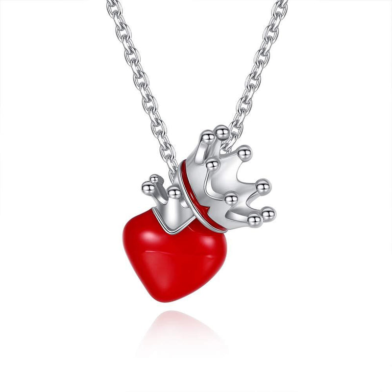 [Australia] - VIKI LYNN little Red Heart Crown Pendant Necklace 925 Sterling Silver Jewelry Gift for Women 