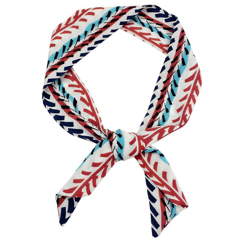 [Australia] - sourcing map Women Polka Dots Stripe Heart Print Skinny Scarf Sharp Neck Scarves Double-Sided Neckerchief 90 x 5cm / 35.43 x 1.97 inches(L*W) Red White 