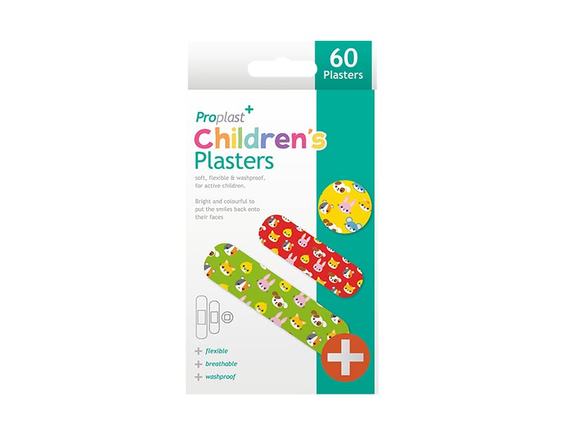 [Australia] - Proplast Plasters Assorted 60 Pieces per Pack Unicorn & Rainbow/Animals/Bright Neon (Children Plasters) Children Plasters 