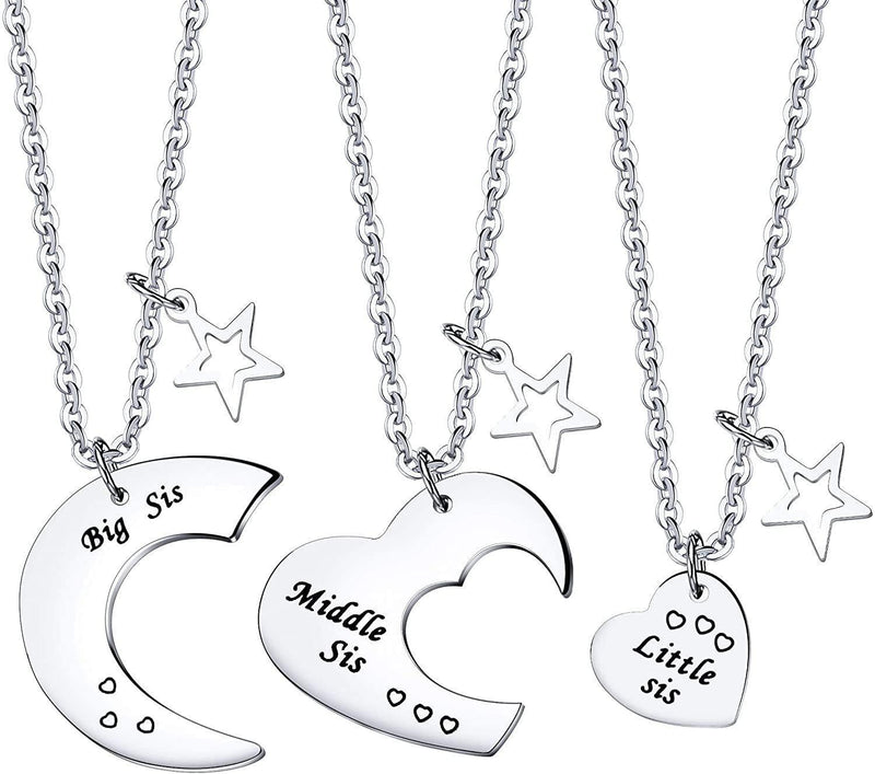 [Australia] - 3 Pieces Big Sis Middle Sis Little Sis Jewelry Necklace Set with Star Charm Gift for Sister Sc Necklace 