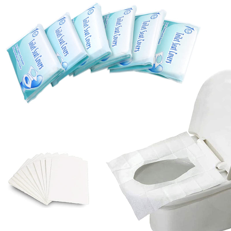 [Australia] - 60PCS Disposable Toilet Seat Covers, Flushable Toilet Seat Covers for Kids Adults Pregnant Women, Disposable Toilet Seat Cover for Travel, Use in Public Toilets 
