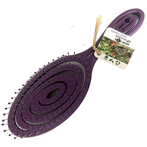 [Australia] - Head Jog 08 Straw Vent Paddle Brush Flexible Soft Pin Bristles, Detangling Wet Or Dry Hair. Gentle Brushing With Eco Friendly Hairbrush. Detangling Brush Curly & Wavy. (Berries Collection Blackberry) 