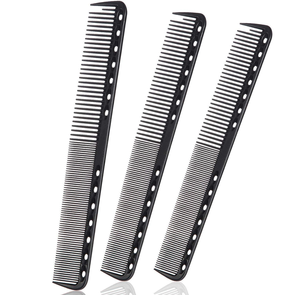 [Australia] - Carbon Fine Cutting Comb Carbon Fiber Salon Hairdressing Comb Hairdressing Comb Heat Resistant Barber Comb (3 Pieces, Black) 