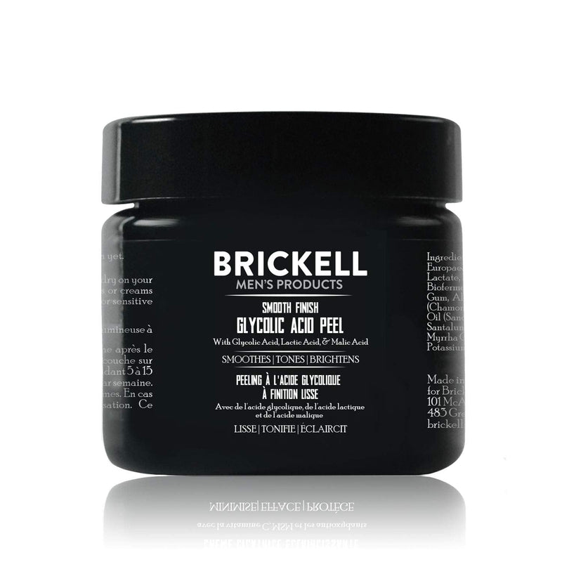 [Australia] - Brickell Men's Smooth Finish Glycolic Acid Peel For Men, Natural and Organic, Anti-Aging Peel for Wrinkles, 59 mL, Scented 