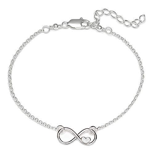 [Australia] - Chandler Infinity Endless Symbol Bracelet for Women 925 Sterling Silver Charm Adjustable Anklets, Gift for Mom or Lover Birthday Festival Dainty Jewelry 