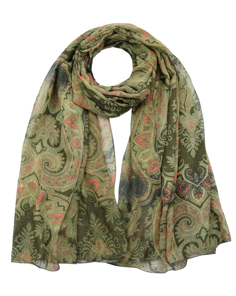 [Australia] - Women Paisley Print Scarf Lightweight Super Soft Large Oversize Scarves, Shawl Neck Wrap Made in South Korea Green 