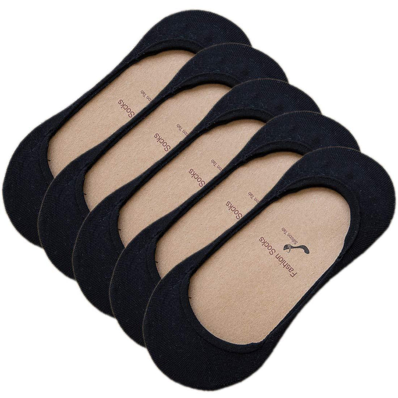 [Australia] - Hamjax 5 Pairs Womens Low Cut Cotton Socks Casual No Show Socks 3-6 Black 